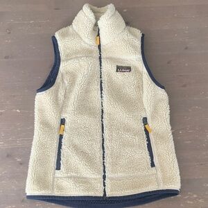 L.L. Bean Women's Mountain Pile Fleece Vest in Natural Color